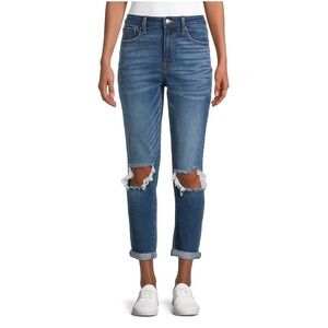 No Boundaries Mom Jeans Juniors 15 Blue New Super High Rise Destructed Ankle
